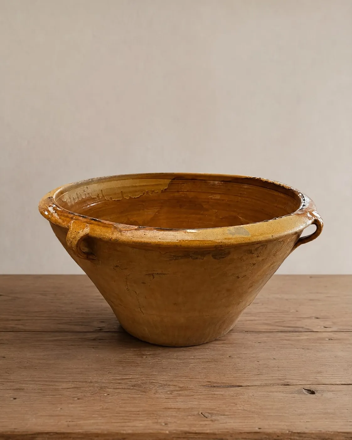 Gran lebrillo de cerámica vidriada artesanal española